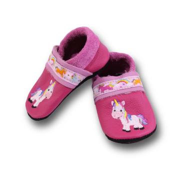Krabbelschuhe Einhorn auf pink